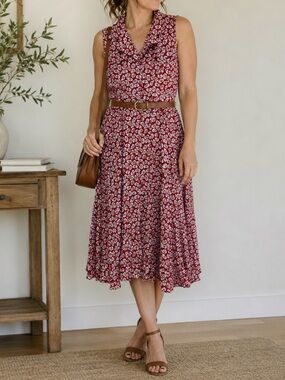 Desert Diva Vintage Western Pearl Button Horse Print Midi Summer Dress Size XL
